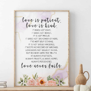 Poster L'Amour Est Patient L'Amour Est Type, 1 Corinthien