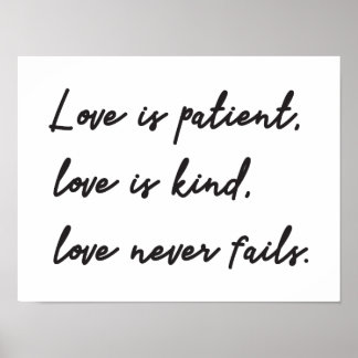 Poster L'amour est patient, l'amour est une bonne citatio