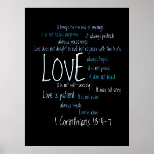 Poster L'amour est Patient Mix Blue sans cadre ou encadré