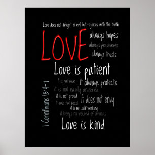 Poster L'amour est Patient Mix Red non encadré ou encadré