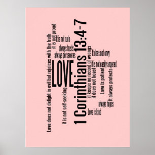 Poster L'amour est Patient Scramble Rose non encadrée ou 