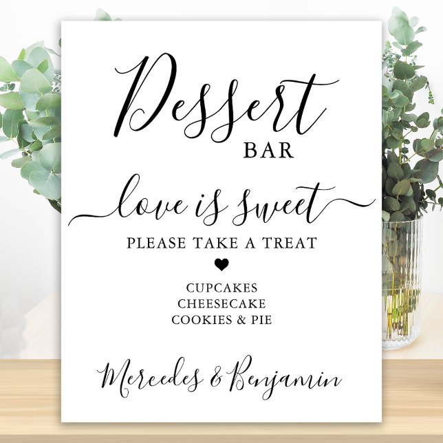 Poster L'amour est sucré Mariage personnalisé Dessert Bar (Créateur téléchargé)