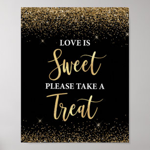 Poster L'amour est sucré Prenez un signe de gâterie Noir
