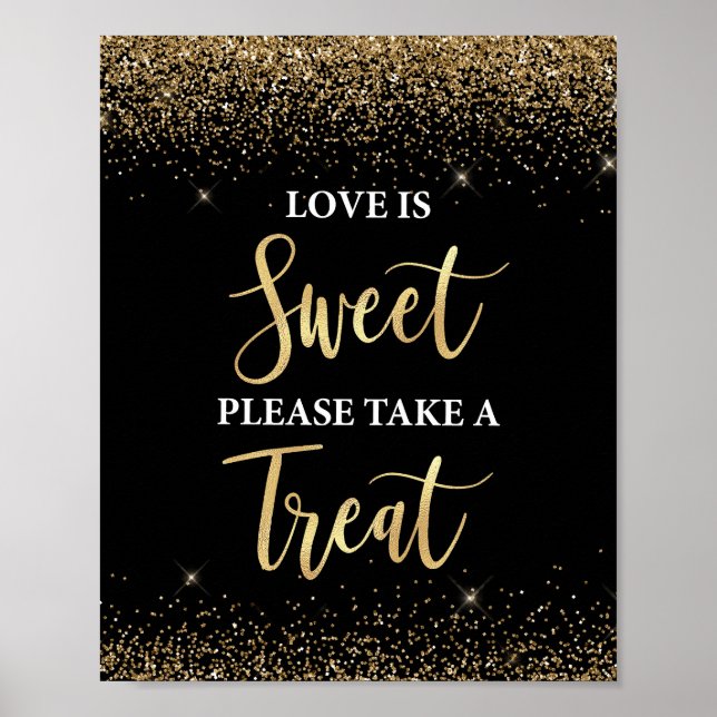 Poster L'amour est sucré Prenez un signe de gâterie Noir  (Devant)
