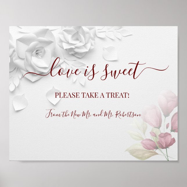 Poster L'amour est Sweet Dessert Table Florale Mariage (Devant)