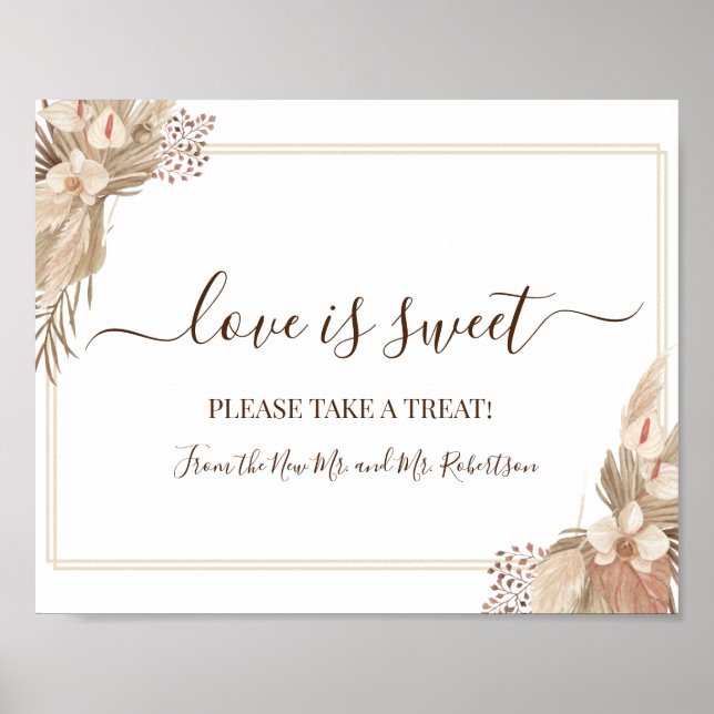 Poster L'amour est Sweet Dessert Table Mariage Vert Signa (Devant)