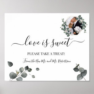 Poster L'amour est Sweet Dessert Table Mariage Vert Signa