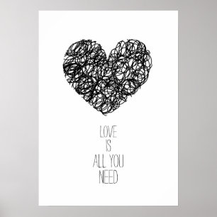 Poster L'amour est tout ce dont vous avez besoin Coeur de