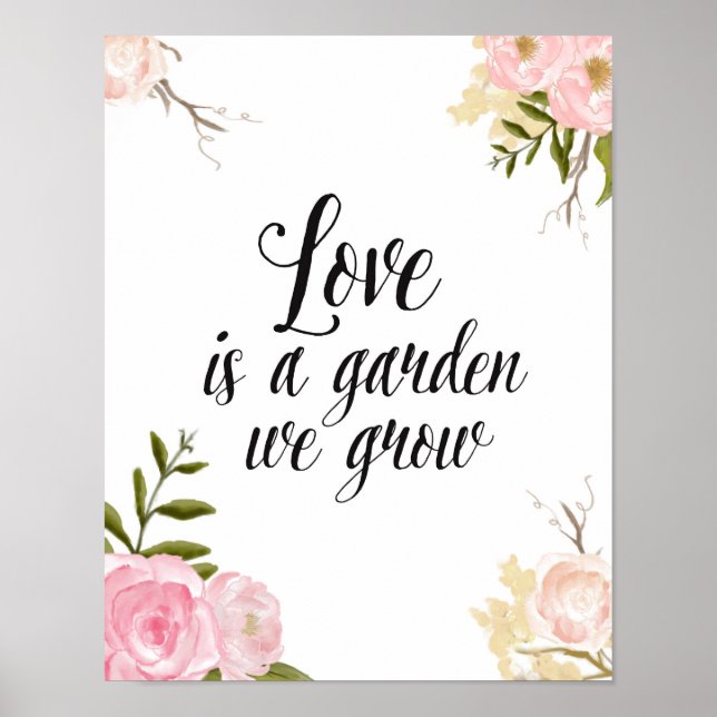 Poster L'amour est un jardin Romantique Floral (Devant)