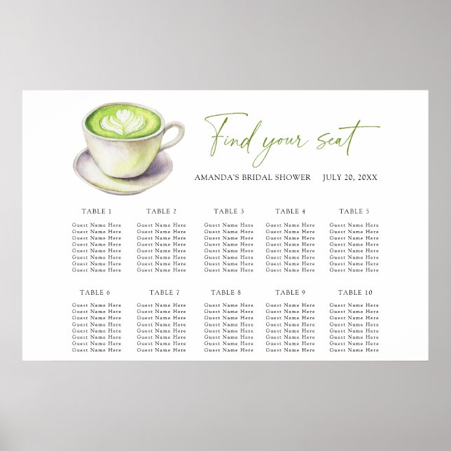 Poster L'amour est un plan de table de mariage Matcha (Devant)