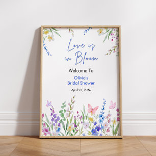 Poster L'amour floral est en fleur Bienvenue à la baby sh