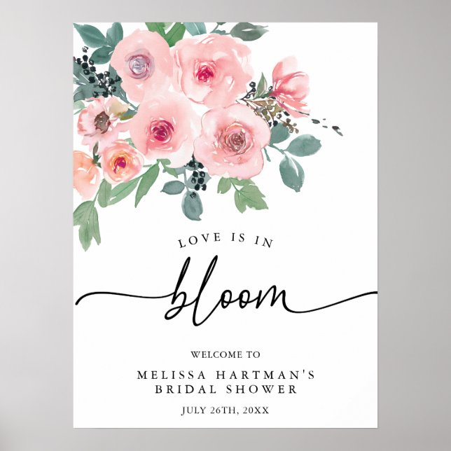 Poster L'Amour Floral Rose Est En Fête des mariées Fleuri (Devant)