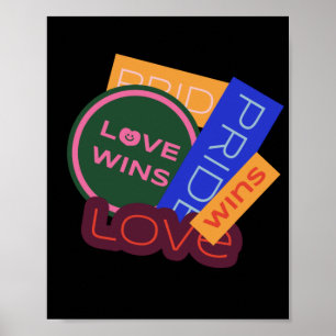 Poster L'amour gagne. Fierté. La fierté l'emporte. LGBT+P