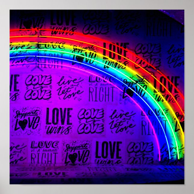 Poster L'amour gagne Gay pride LBGQT Arc-en-ciel (Devant)