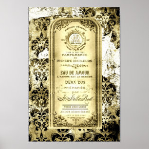 Poster L'amour jaune vintage est la bouteille de médecine