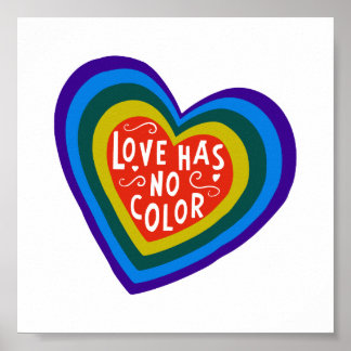 Poster L'Amour N'A Pas De Couleur Anti-Racisme/Discrimina