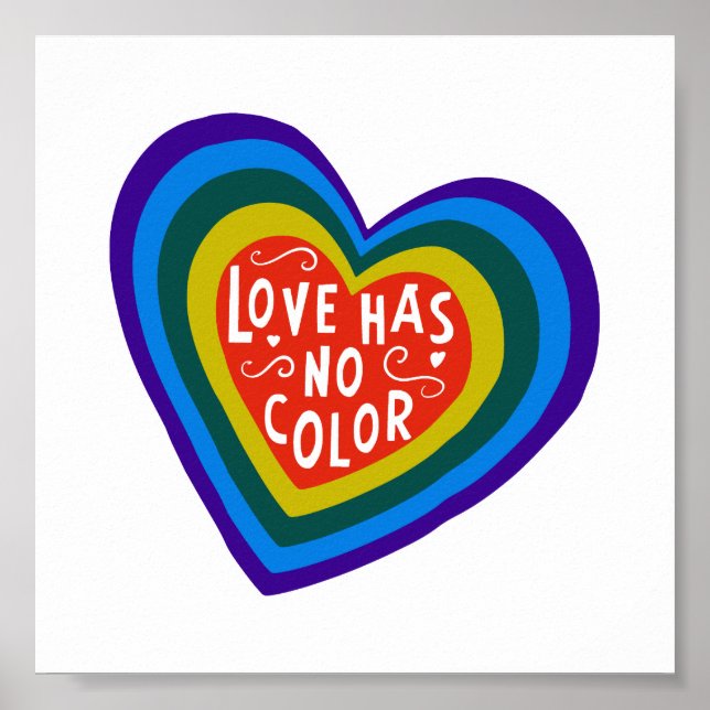 Poster L'Amour N'A Pas De Couleur Anti-Racisme/Discrimina (Devant)