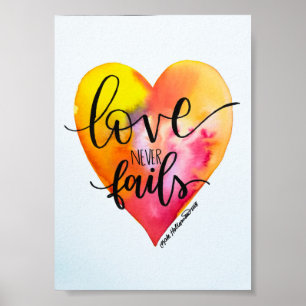 Poster L'amour n'échoue jamais - Hand letted Watercolor A