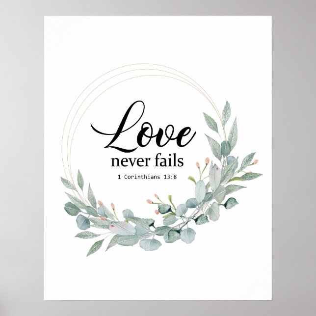 POSTER L'AMOUR N'ÉCHOUE JAMAIS, LA BIBLE VERSE (Devant)