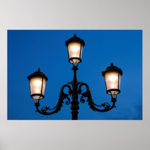 Poster Lampe allumée la nuit, Venise
