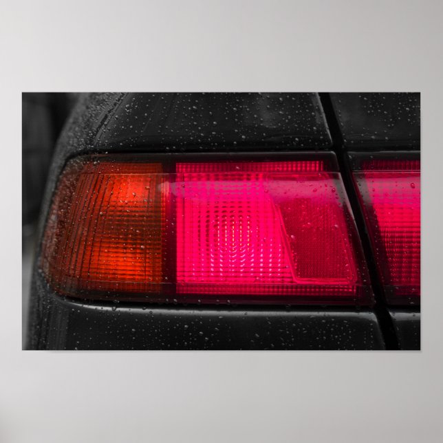 Poster Lampe de voiture en pluie (Devant)