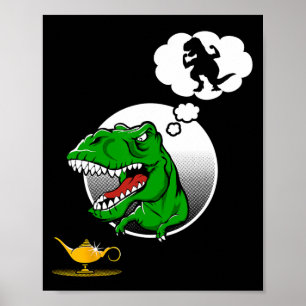 Poster Lampe Génie de Blague Drôle Bras Courts Dinosaure 