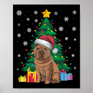 Poster Lampes d'arbre de Noël doux et moche Shar Pei Chie