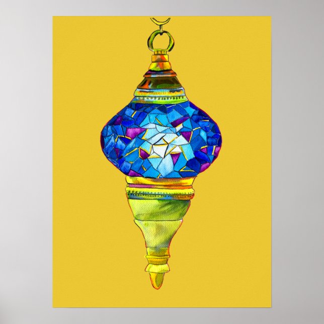 Poster Lampes turques mosaïque art aquarelle (Devant)