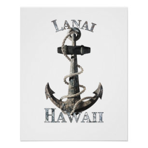 Poster Lanai Hawaii Vacation Ancre nautique Voile