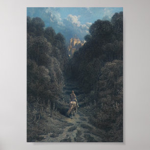 Poster Lancelot approchant le château d'Astolat