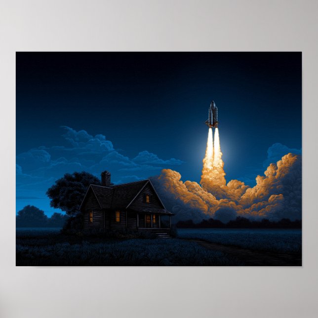 Poster Lancement de la fusée de la navette spatiale la nu (Devant)