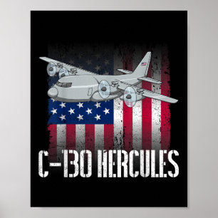 Poster L'ancien combattant salé C-130 Hercules Drapeau am