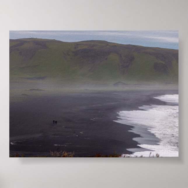 Poster Landscape of the black beach in Iceland (Devant)