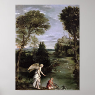 Poster Landscape with Tobias laying hold of the Fish