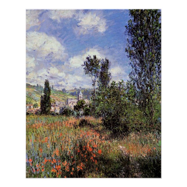 Poster Lane dans le champ de pavot par Claude Monet (Devant)