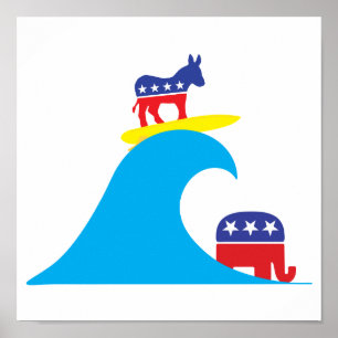 Poster L'âne démocrate fait le tour de la vague bleue