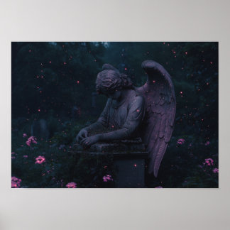 Poster L'ange du deuil | Ruines du cimetière bioluminesce