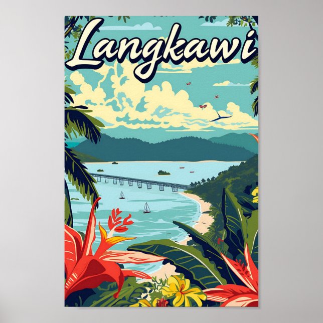 Poster Langkawi Malaisie Illustration de voyage artistiqu (Devant)