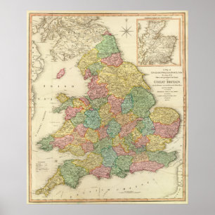 Poster L'Angleterre, Pays de Galles, Ecosse