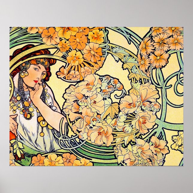 Poster Langue des fleurs par Alphonse Mucha (Devant)
