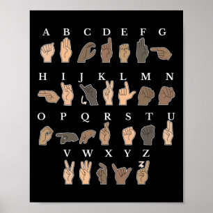 Poster Langue des signes à la main ASL Savoir de la main