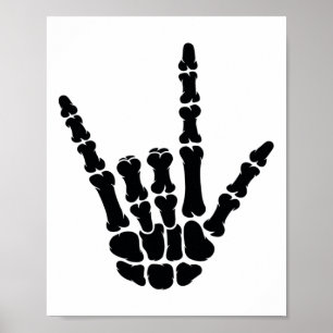 Poster Langue des signes américaine Asl Je t'aime Skeleto