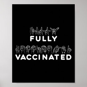 Poster Langue des signes de la main entièrement vaccinée 