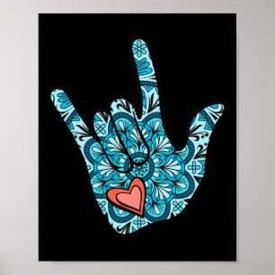 Poster Langue des signes geste Je t'aime cœur Sensibilisa