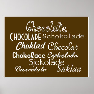 Poster Langues de l'affiche 28" de chocolat x 20",