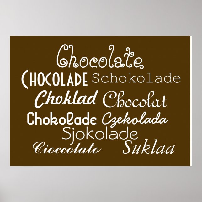 Poster Langues de l'affiche de chocolat 28" x 20", (Matte (Devant)