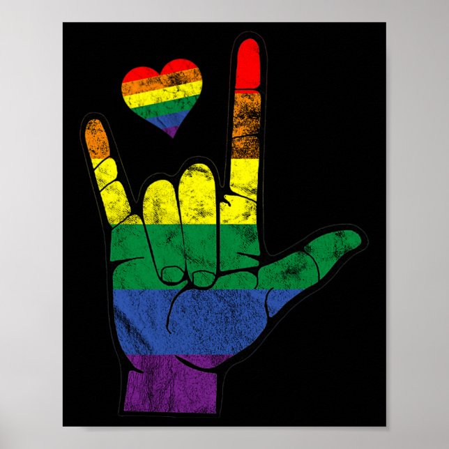Poster Langues des signes gay pride ASL LGBT Sensibilisat (Devant)