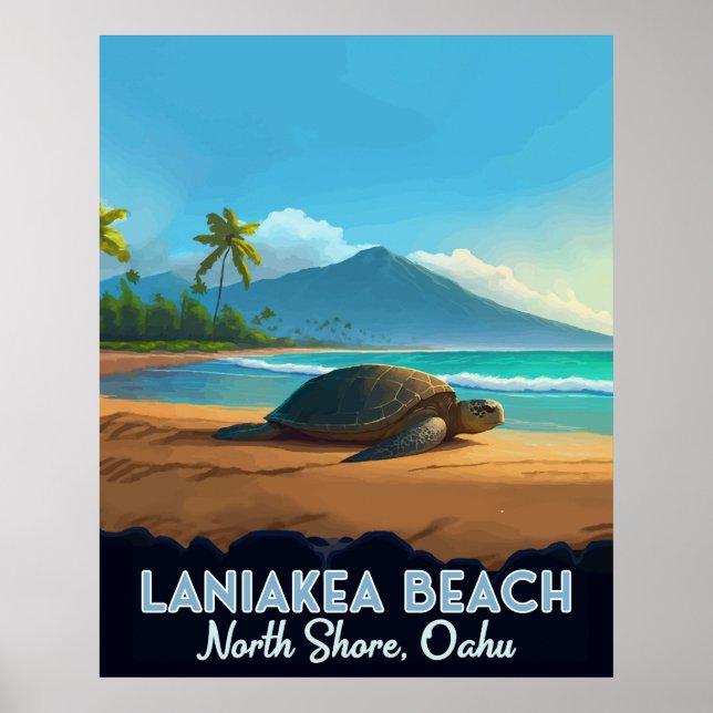 Poster Laniakea Beach Haleiwa Oahu Hawaii Turtle (Devant)