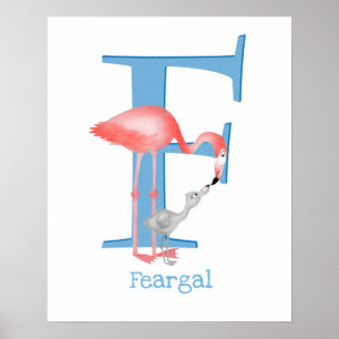 Poster L'animal ABC F est destiné à l'impression flamingo