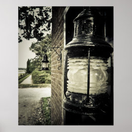 Poster Lanterne à l'ancienne sur un mur de briques